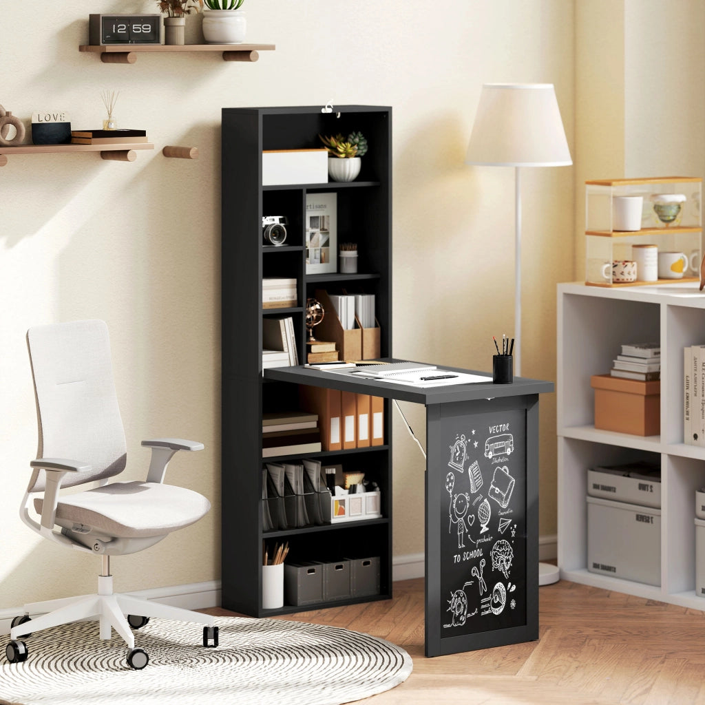 Scrivania con libreria, tavolo e ripiano regolabile ¨C Zephmum ¨C Nero, 98x51x153cm