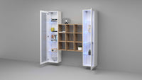 Parete attrezzata sospesa libreria in legno 2 vetrine bianche Vila WH