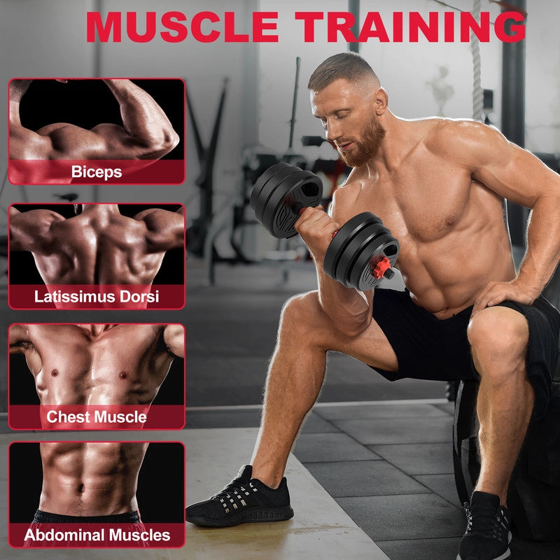 Manubri regolabili da 20 kg, set di manubri Rattantiree 4 in 1, manubri, kettlebell, bilancieri e flessioni, sollevamento pesi multiuso