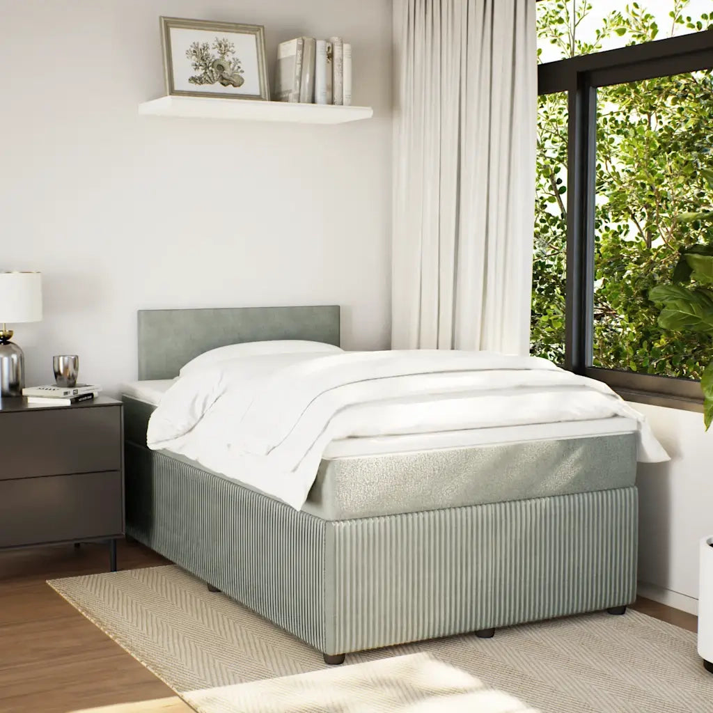 vidaXL Giroletto a Molle con Materasso Grigio Chiaro 120x190cm Velluto