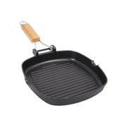 Set di 6 Bistecchiere Quadra 24x24 Cm In Alluminio Pressofuso Manico Pieghevole