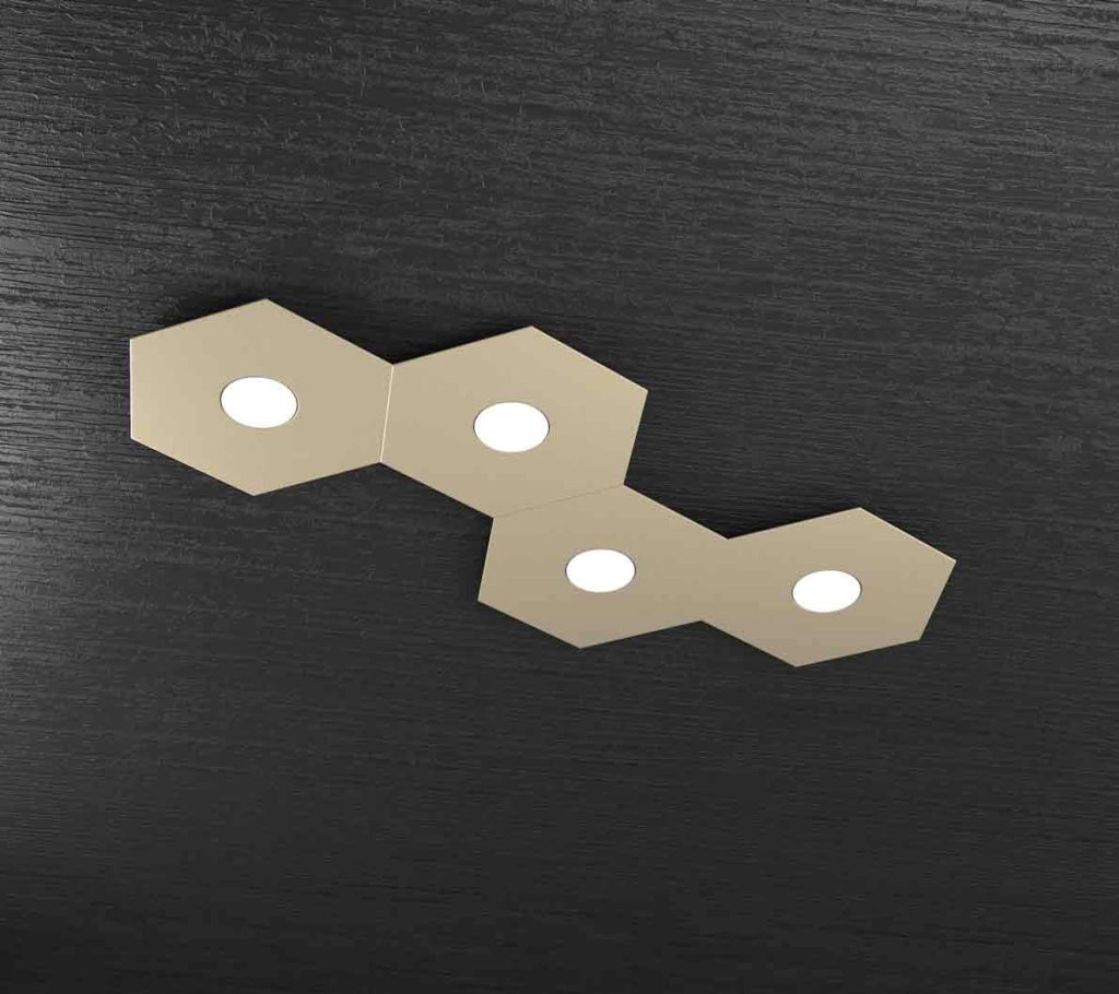 Toplight Plafoniera da soffitto esagonale Hexagon 4 luci con attacco GX53 4W, struttura personalizzabile colore antracite, design moderno