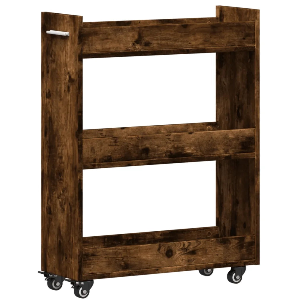 Mobile con Ruote Rovere Fumo 60x22x79 cm in Legno Multistrato 840419