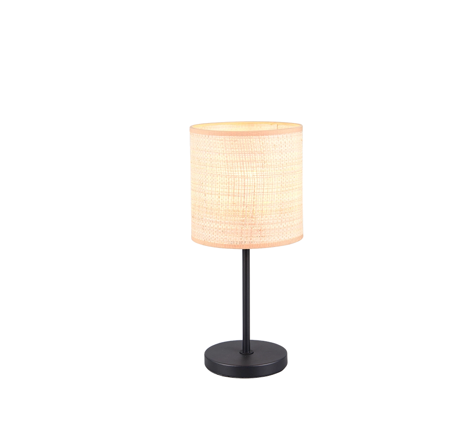 Lampada da tavolo, fibre naturali e metallo nero, H 37 cm, Aimee