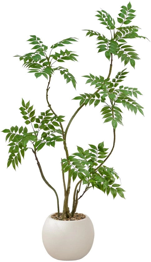 Pianta di Mahonia Fortunei Artificiale 150cm, Pianta di Sumac Artificiale Grande, Pianta di Fusto con Vaso per Casa, Ufficio, Terrazza, Bagno, Camera da Letto, Salotto (Verde)
