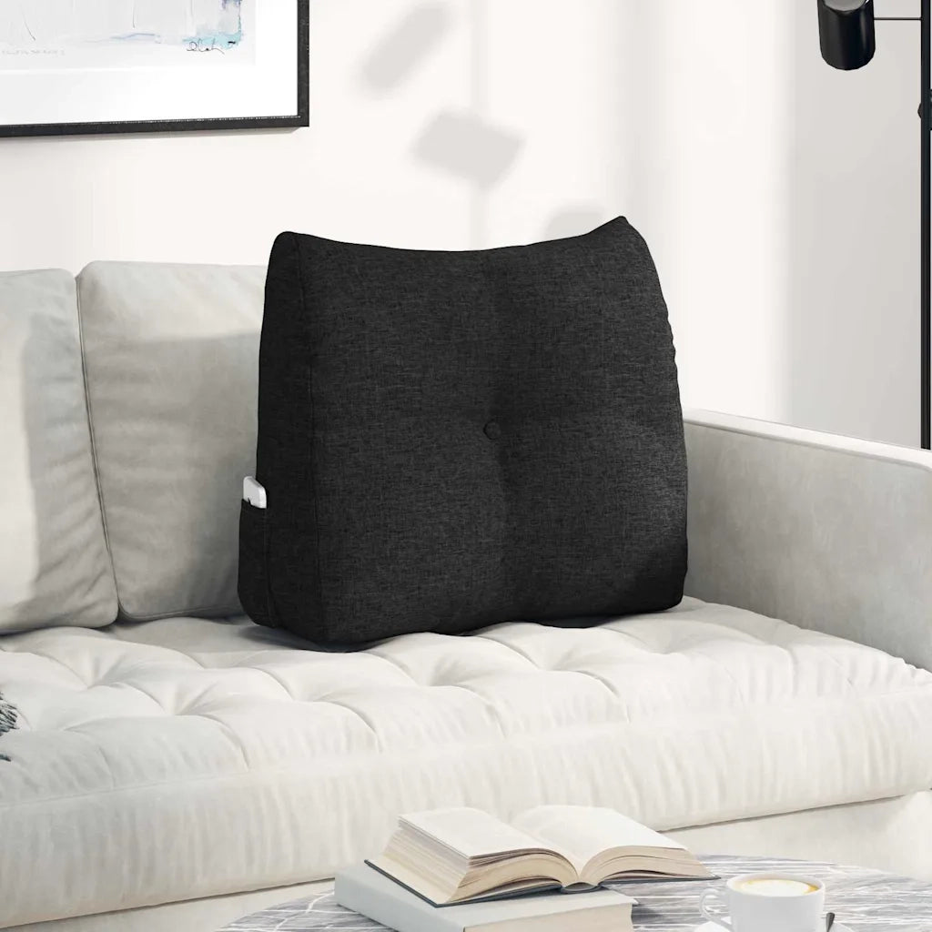 Cuscino per Schiena Nero 60 x 24 x 50 cm Tessuto