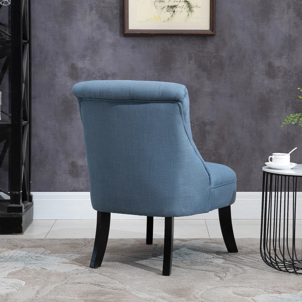 Poltrona Relax con Schienale e Cuscino ¨C Zephmum ¨C Blu, Legno, 88x102x95