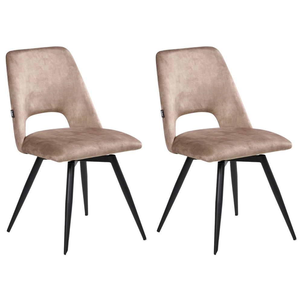 Set di 2 sedie da pranzo in velluto beige con gambe in ferro nero girevoli a 180° moderne sedie imbottite
