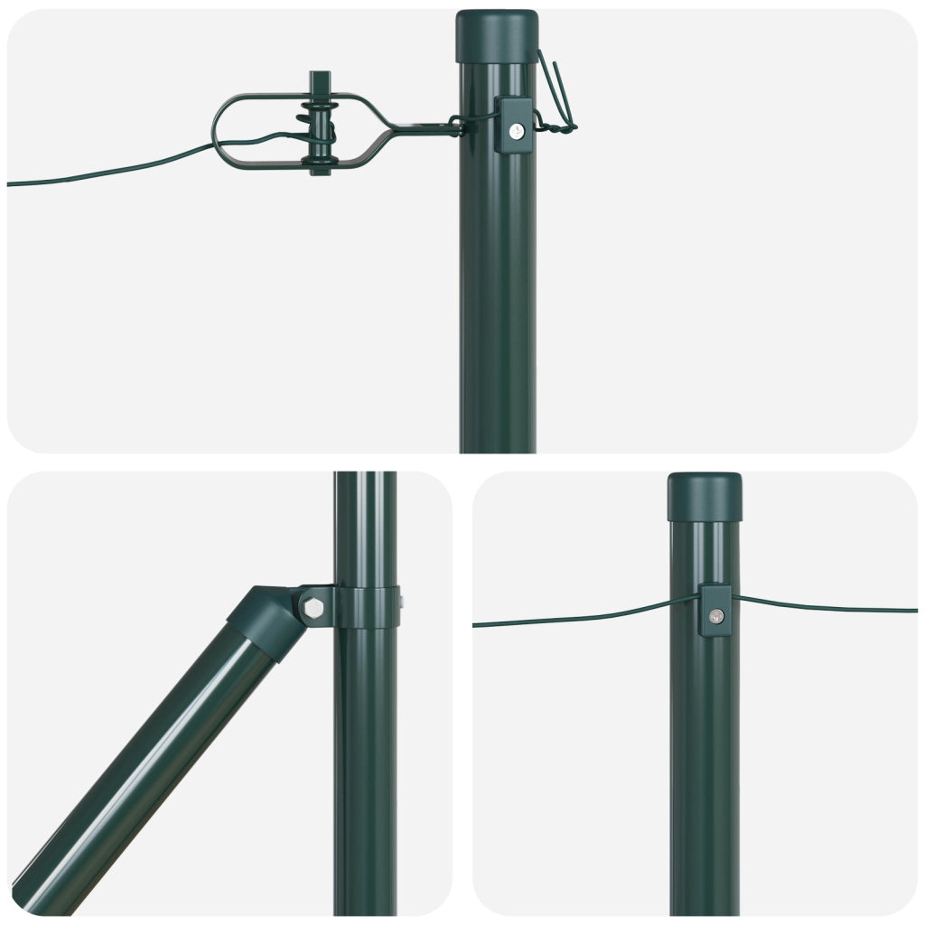 Pali di Recinzione con Punta 13 pz Ã˜32 mm 80 cm in Acciaio Zincato