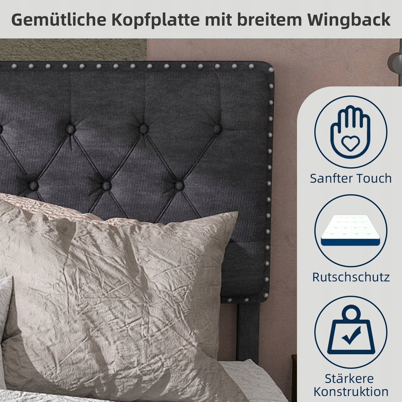 Letto minimalista - Xylo - 140x200 - Grigio senza materasso