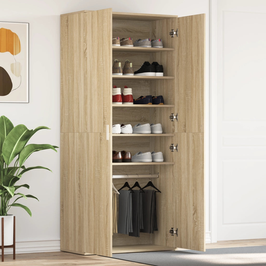 Mobile per Scarpe Quercia Sonoma 80x39x180 cm Legno Ingegnerizzato