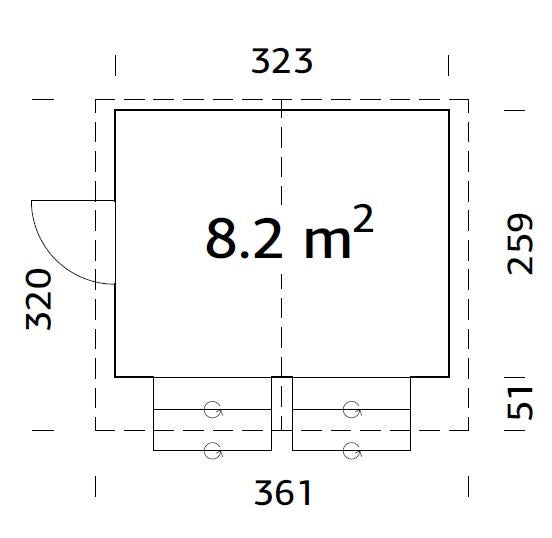 Chiosco in legno non trattato Stella B 323X259