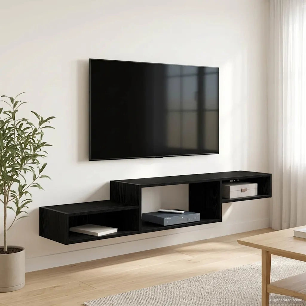 Mobile TV da Parete A parete Rovere Nero 150 x 28 x 26 cm