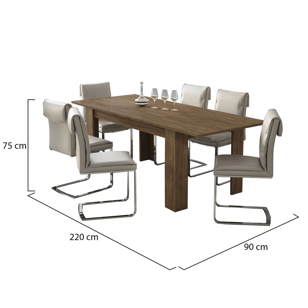 Campora, Tavolo Allungabile Allungabile, 220x90x75h cm Marrone Rovere