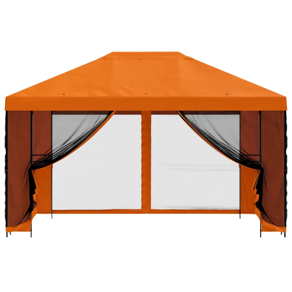 Gazebo da giardino con pareti laterali 4 × 3 m Arancione 900393
