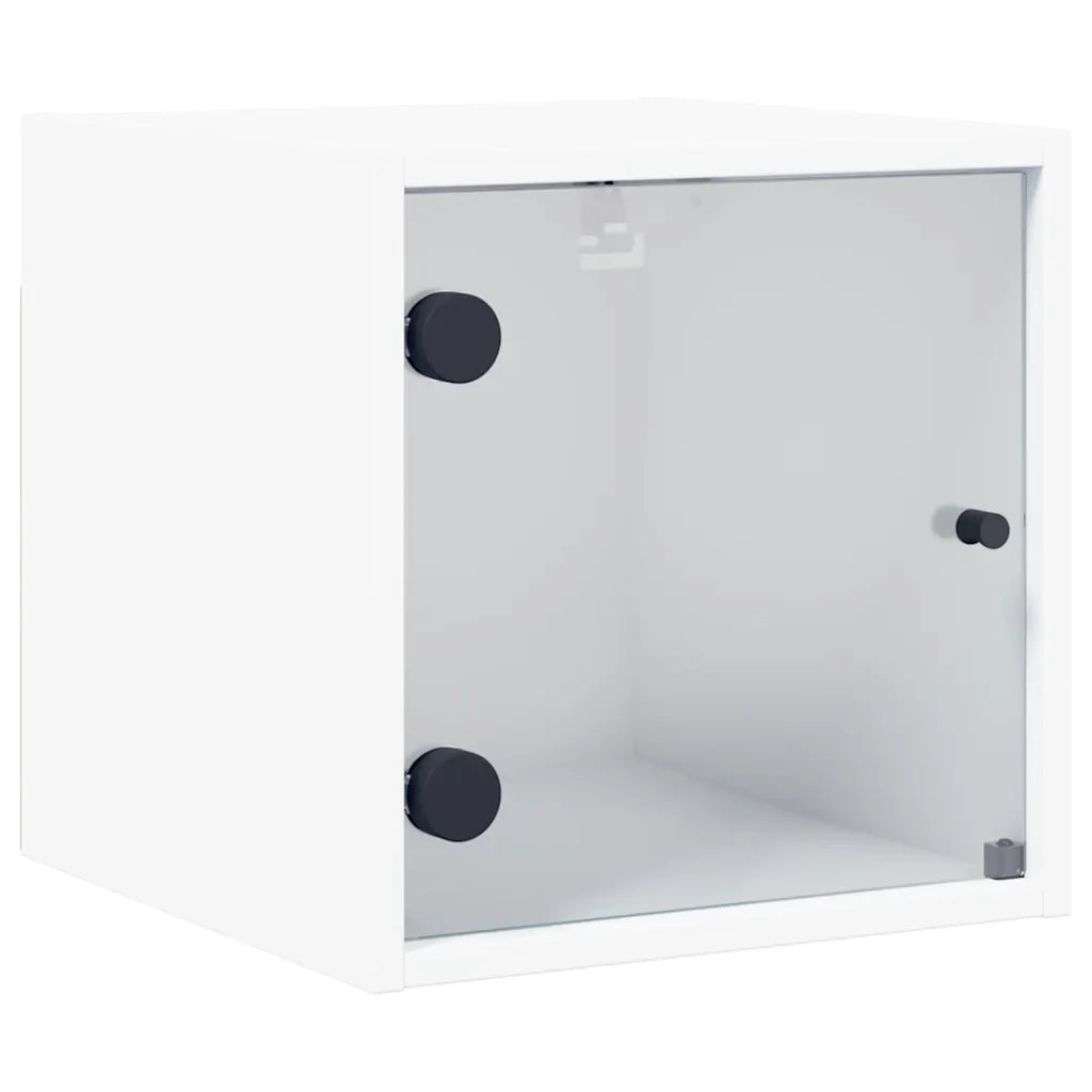 Comodini con Ante in Vetro 2pz-Set di 2 Tavolino da notte Bianco 35x37x35 cm