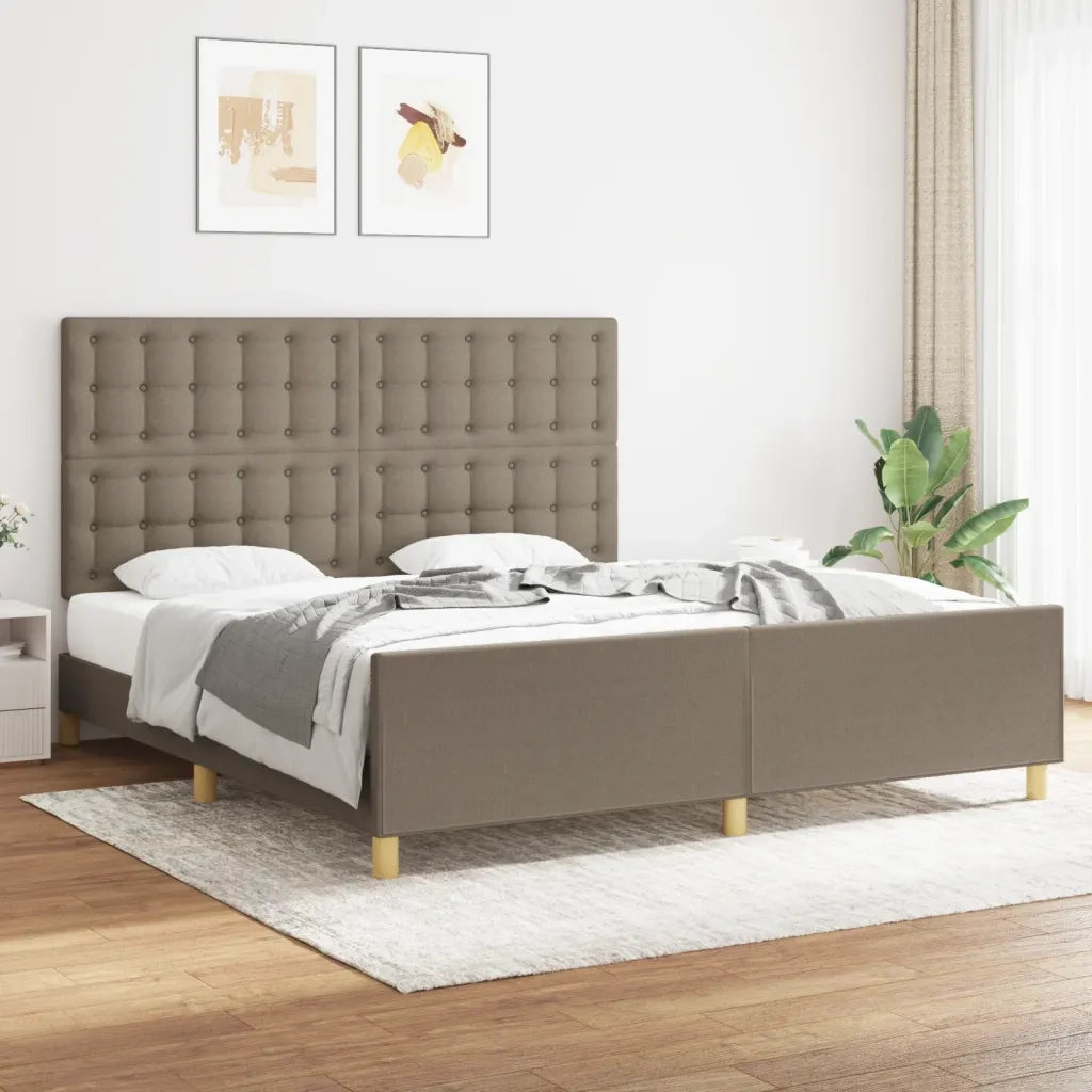 Giroletto con Testiera-Struttura Letto con testiera Grigio Tortora 180x200 cm in Tessuto