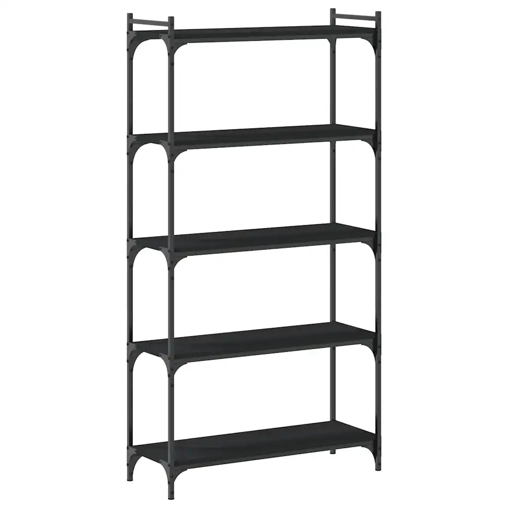 Libreria a 5 Ripiani-Scaffale per Libri-Mobile di Stoccaggio Nera 80x30x154 cm in Legno Multistrato