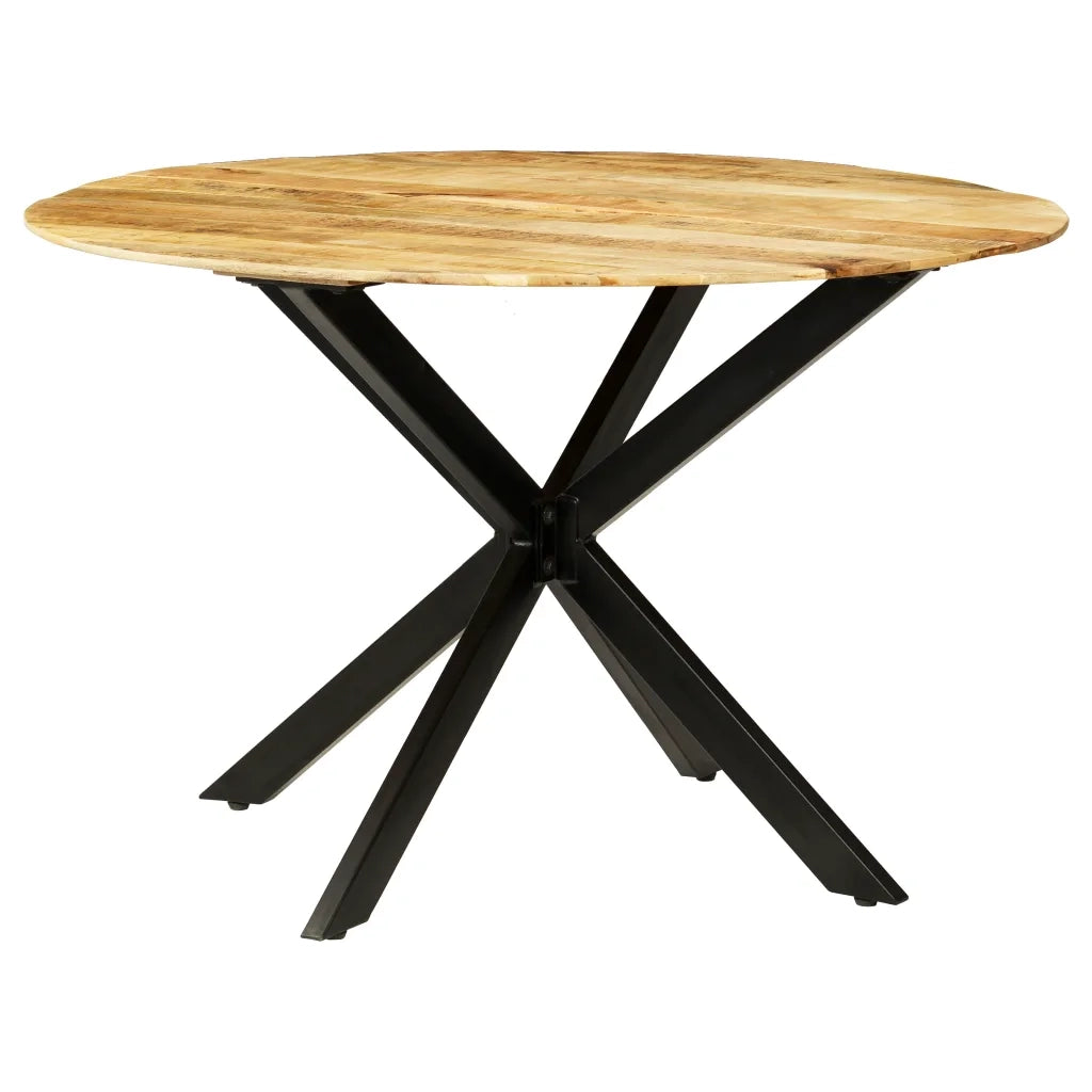 Tavolo da Pranzo in Massello di Mango Grezzo e Acciaio 120x77cm cod mxl 29854