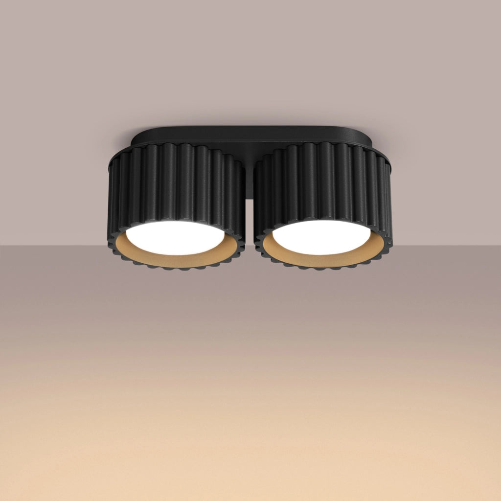 Plafoniera moderna nera ovale 21cm 2xGX53 VISTAO Pure Lume