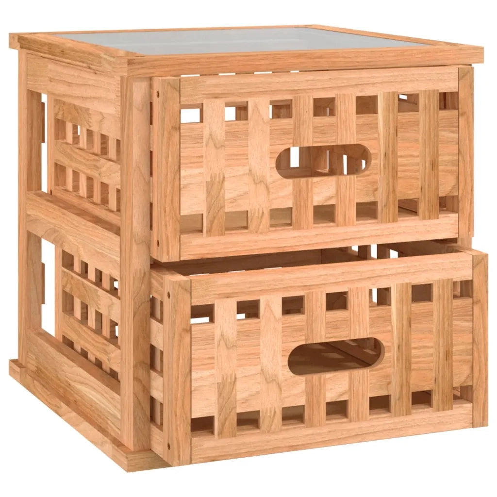 Comodini 2 pz 34x34x34 cm in Legno Massello di Noce 350346