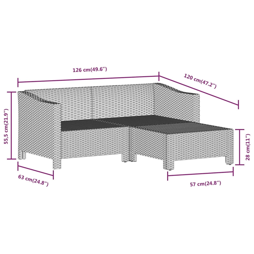 Set Divani da Giardino 5 pz con Cuscini in Polyrattan Grigio 3187264