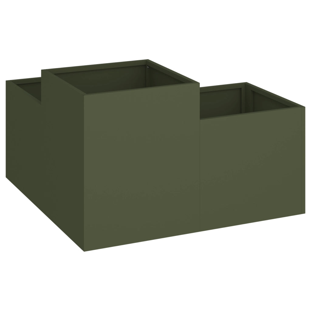 Piantana da Giardino  100x100x48 cm Verde Oliva Acciaio
