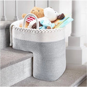 Trappamano Premium in Cotone per Pavimenti e Scale in Legno - Opportuno - Con Maniglie - Decorazione per Scale - Bianco Grigio