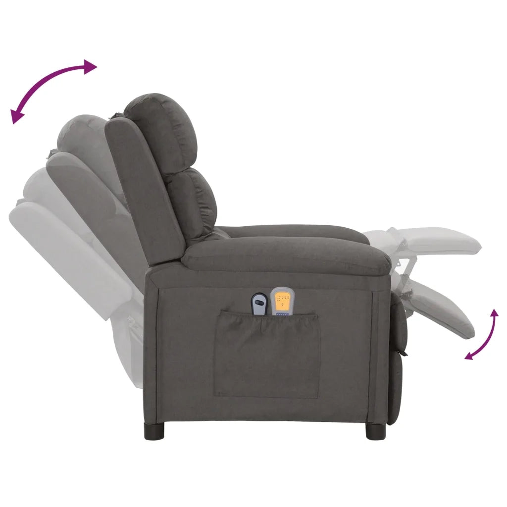 Poltrona Massaggiante | Sedia Relax Elettrica Grigio Scuro in Tessuto