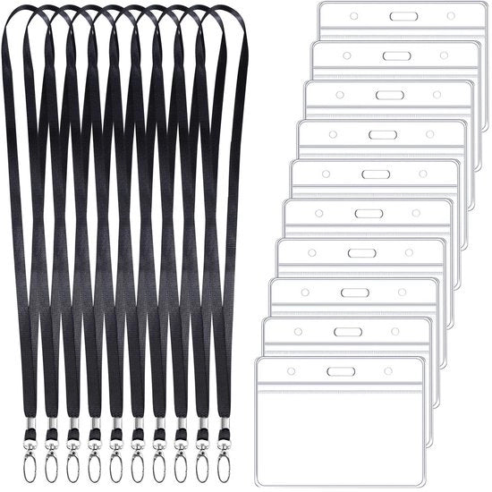 Badgehouder trasparente con cordino - ID card holder - badge holder orizzontale - badge holder con cordoncino - houder ID card trasparente - houder ID card idonea per uso esterno - houder ID card con cordoncino