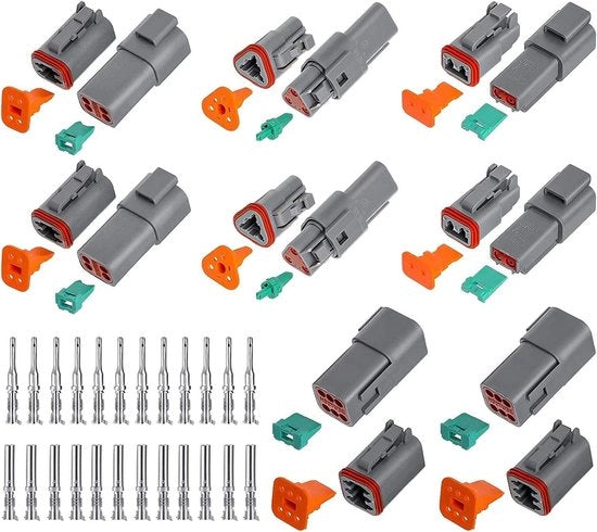 Connettori acqua-tetti 2/3/4/6-pini DT-connectori Auto Terminal Connettori elettrici acqua-tetti per auto Connettori maschili e femminili per motocicletta scooter camionatoe barche - Set da 8