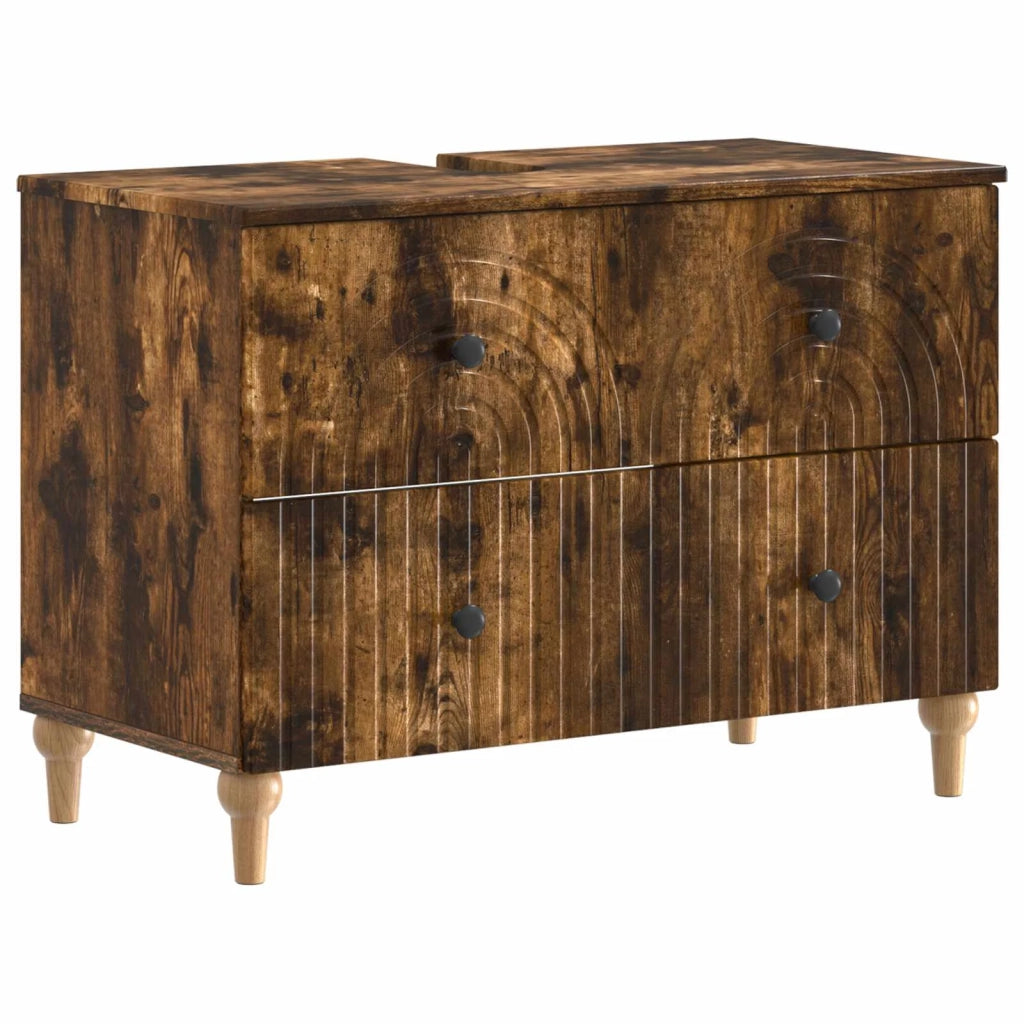 Set di Armadi da Bagno da 2 Pezzi ALKMAAR Rovere Fumo 3417671