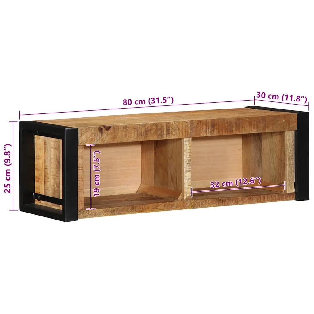 Mobile Porta TV 80x30x25 cm in Legno Massello di Mango Grezzo