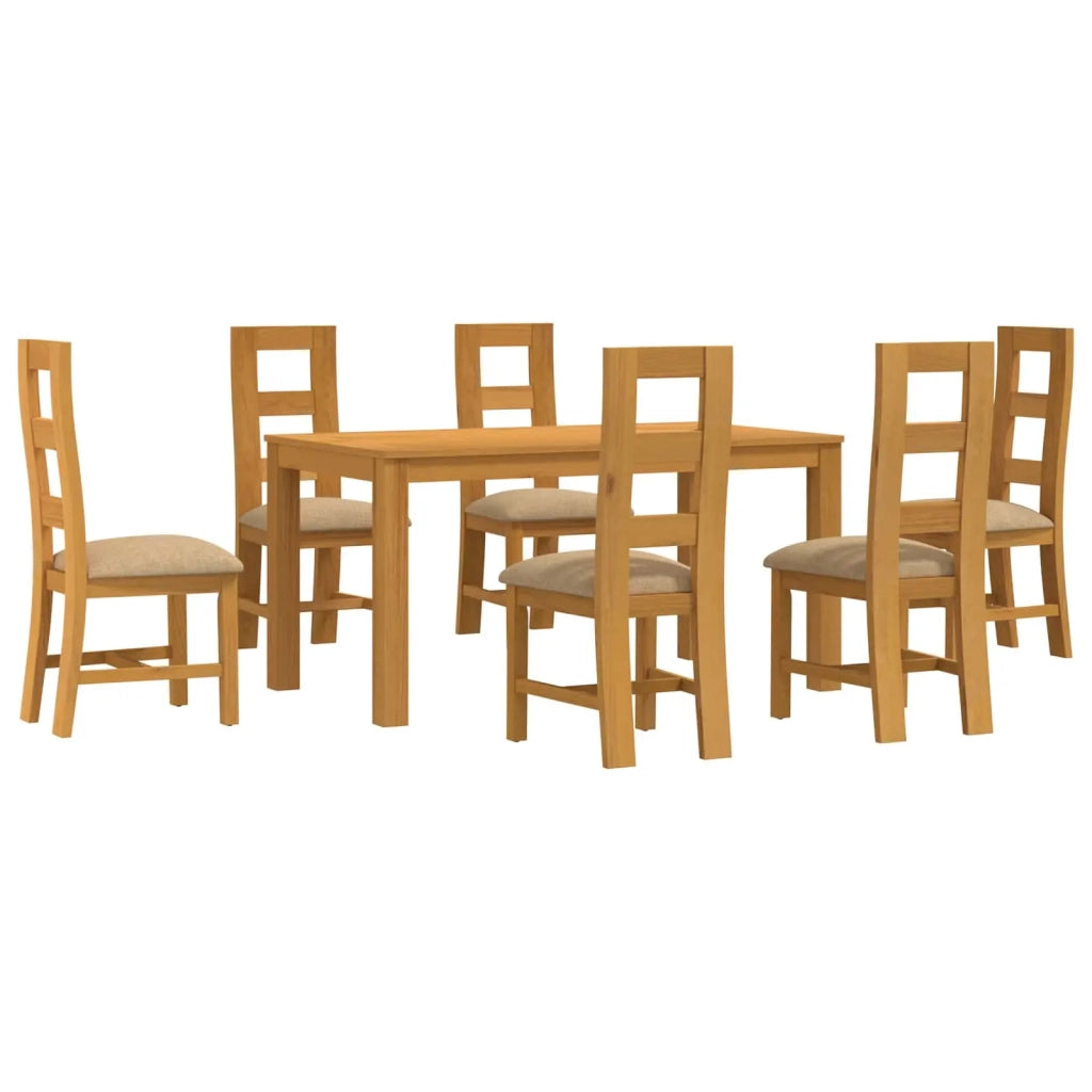 Set da pranzo 7 pz Beige Legno di Quercia Massello 3430378