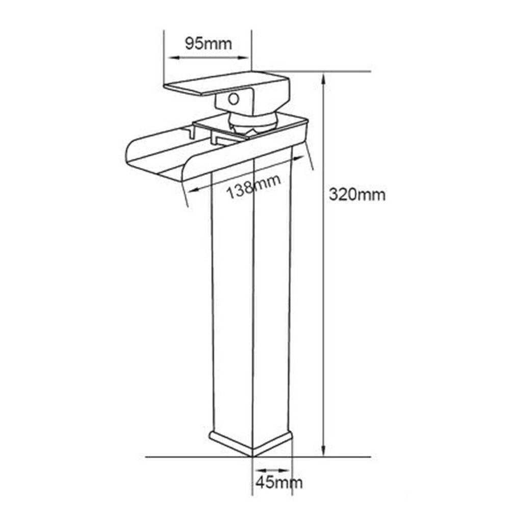 Trade Shop - Rubinetto Miscelatore Per Lavabo Bagno A Cascata Con Piletta Acciaio Cromato 87397 -