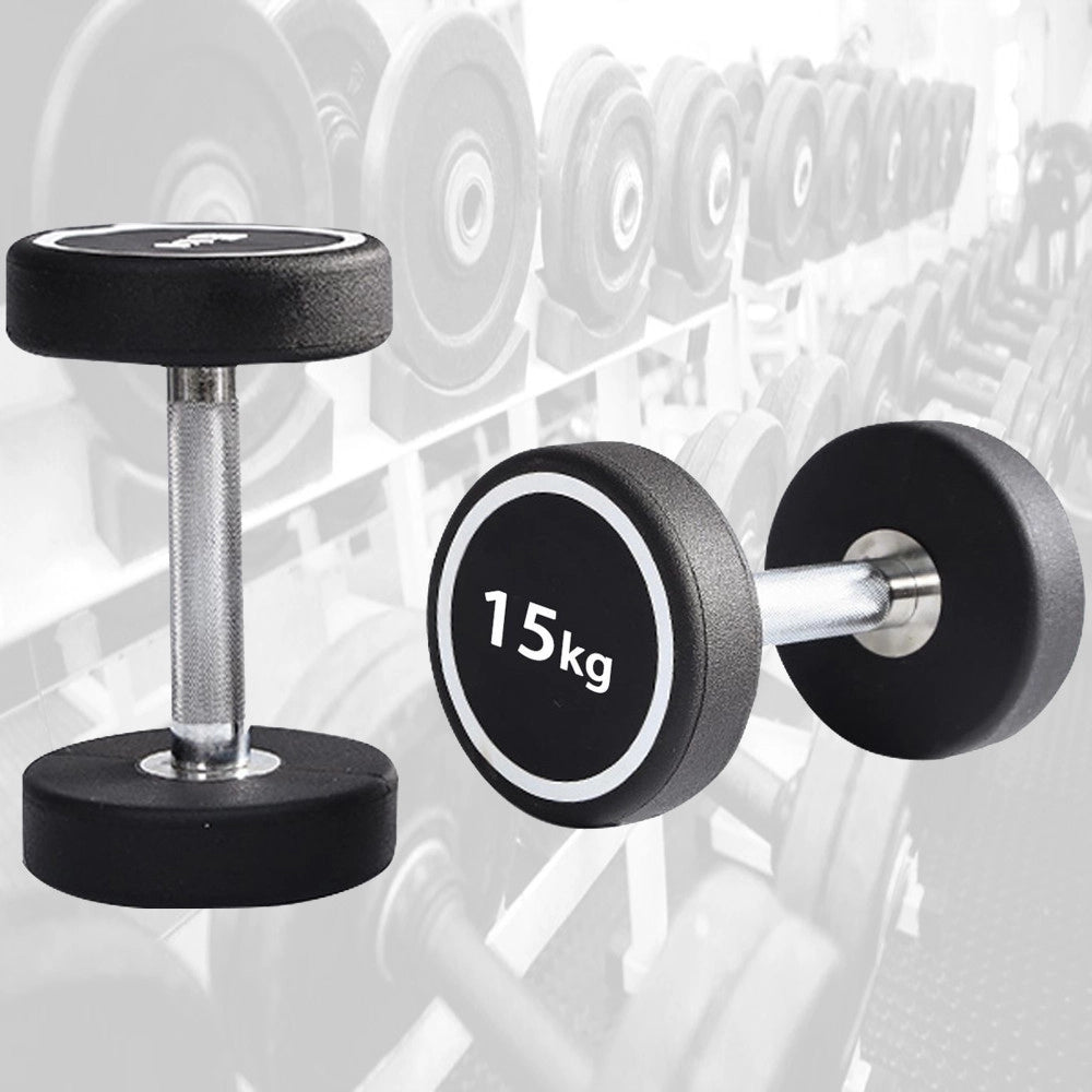Trade Shop - Manubrio Singolo Professionale In Vinile Da 15 Kg Pesi Palestra Fitness Sport -