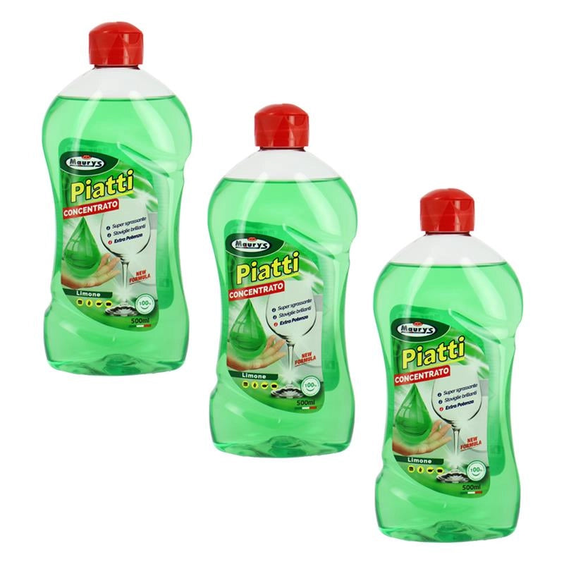 MAURY'S DETERSIVO PIATTI GEL CONCENTRATO AL LIMONE VERDE SET 3PZ - 500ML