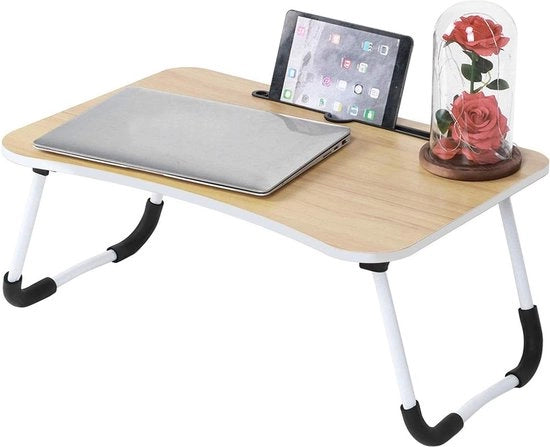 Tavolo da camera da letto pieghevole - piastra di servizio per laptop - tavolo da colazione - sostegno per libri - visione di film - tavolo di servizio per divano