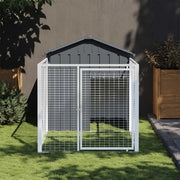 Casetta Cani con Corsa Antracite 117x201x123 cm Acciaio Zincato 172351