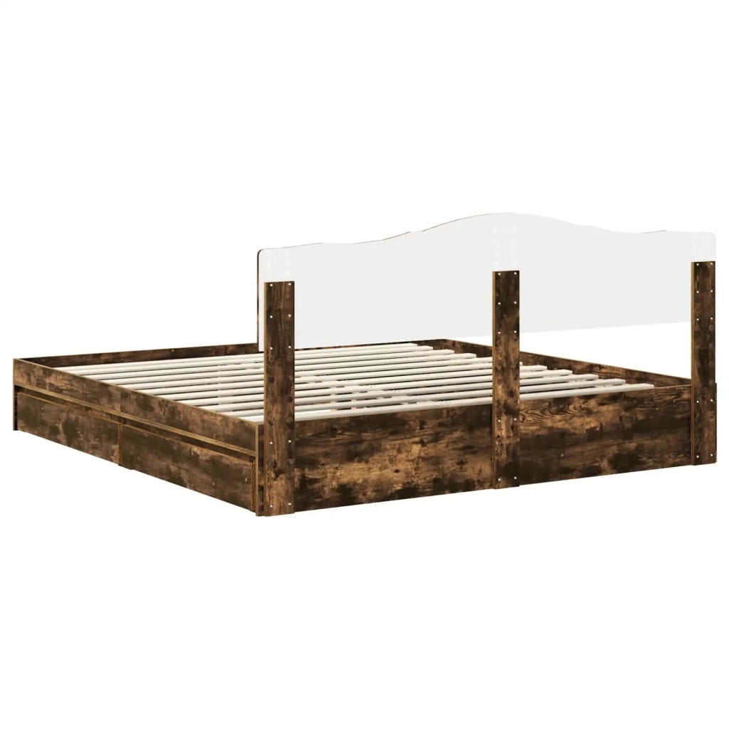 Letto con Contenitore con testiera Rovere fumé 180 x 200 cm 3413072