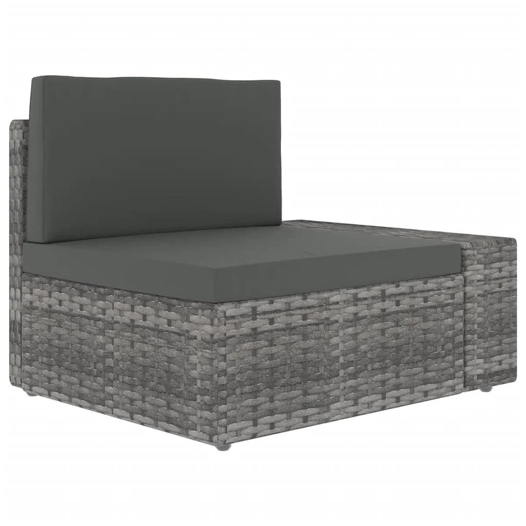 Set di mobili da giardino mobili da esterno 7 pezzi con cuscini resina intrecciata grigia 02_0017223