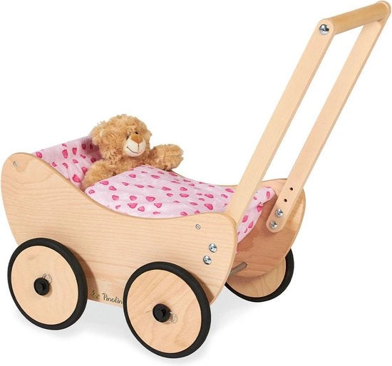 Set di passeggiate per bambini 2 in 1 - Carrello per bambini in legno - Carrello per bambini - Manubrio regolabile - 47 cm x 35 cm x 53 cm