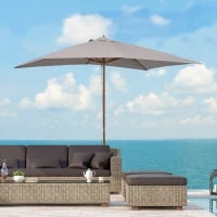 Ombrellone da Giardino 2x3 m Impermeabile, in Legno con Copertura Rimovibile in Poliestere, Grigio