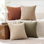 Set di 4 cuscini in corduroy - Dimensioni 45 x 45 cm - Serie Bruin e Verde