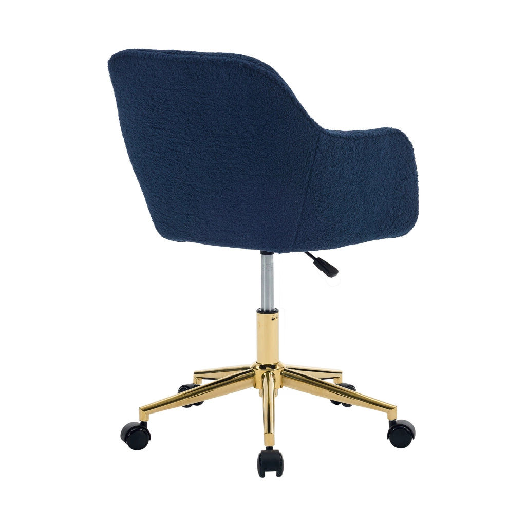 Sedia da ufficio girevole regolabile in altezza 360° con ruote in tessuto Teddy Blu scuro