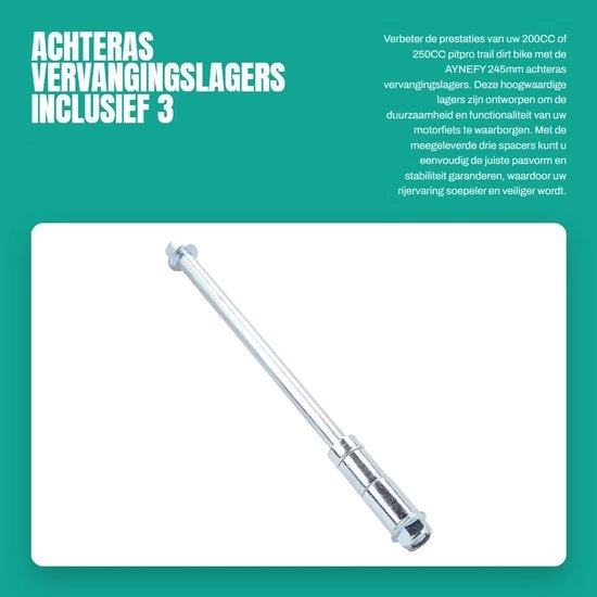 Set di sostituzione per assi posteriori e anteriori 245mm compatibile con 200CC/250CC PIT PRO Trail Dirt Bike - Incluso 3 spaziatori