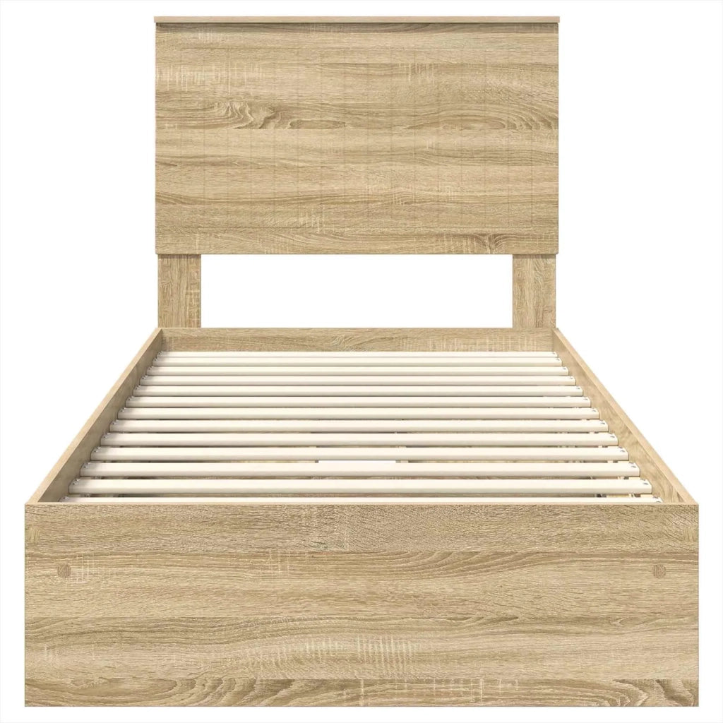 Letto con Contenitore con testiera Rovere Sonoma 90 x 190 cm