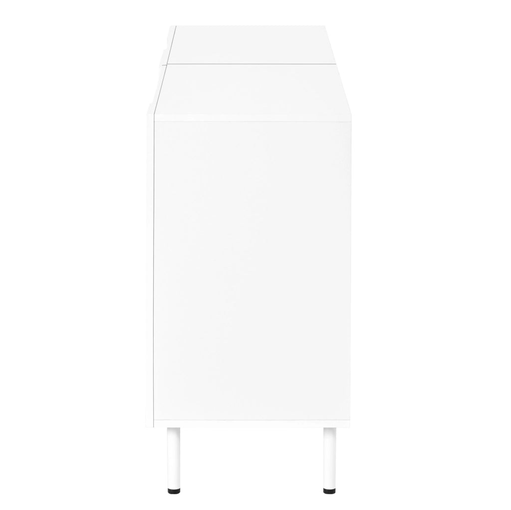 Credenza ULEVR 140x40x77,5 cm con 4 ante curve 3D e apertura push-to-open, bianca