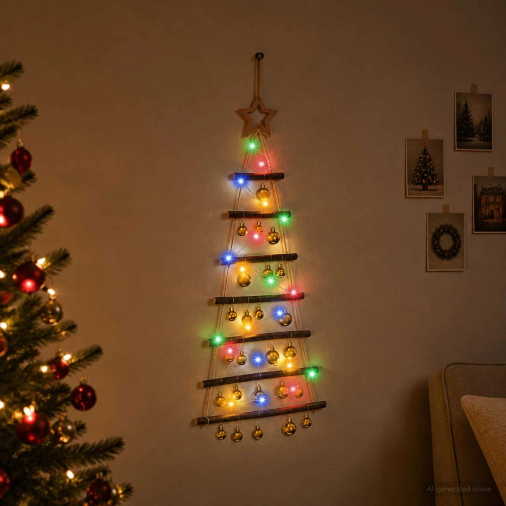 Albero di Natale appeso con palle 90 cm 30 LED Multicolore 42050496