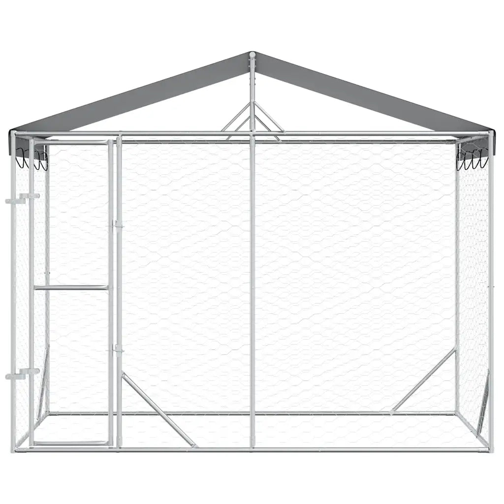 Cuccia Cani da Esterno Tetto Argento 3x1,5x2,5m Acciaio Zincato 153680
